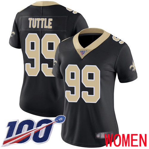 New Orleans Saints Limited Black Women Shy Tuttle Home Jersey NFL Football 99 100th Season Vapor Untouchable Jersey